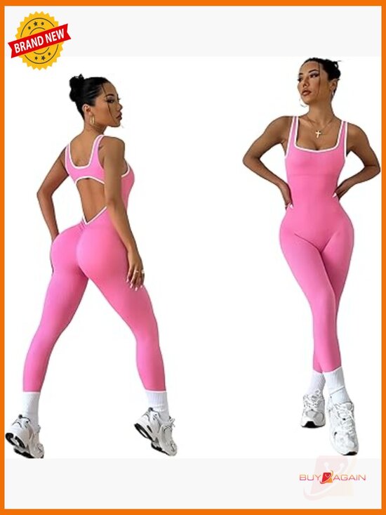 Other - Seamless Open Back Bodysuit Jumpsuit Yoga Workout Romper Shapewear
